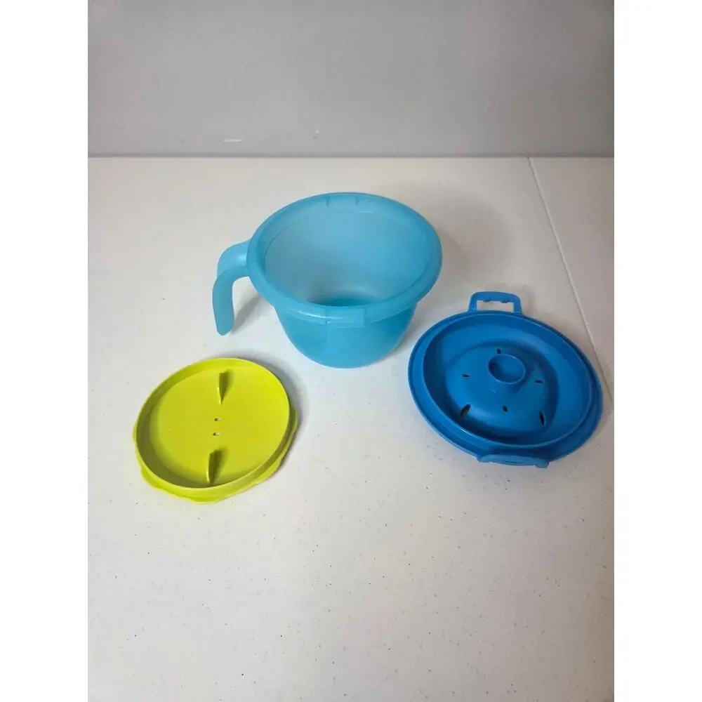 Tupperware Blue 2012 Individual Microwave 2.3 Cup Rice Maker Cooker Kitchen